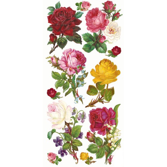 1 Sheet of Stickers Mixed Roses and Flowers